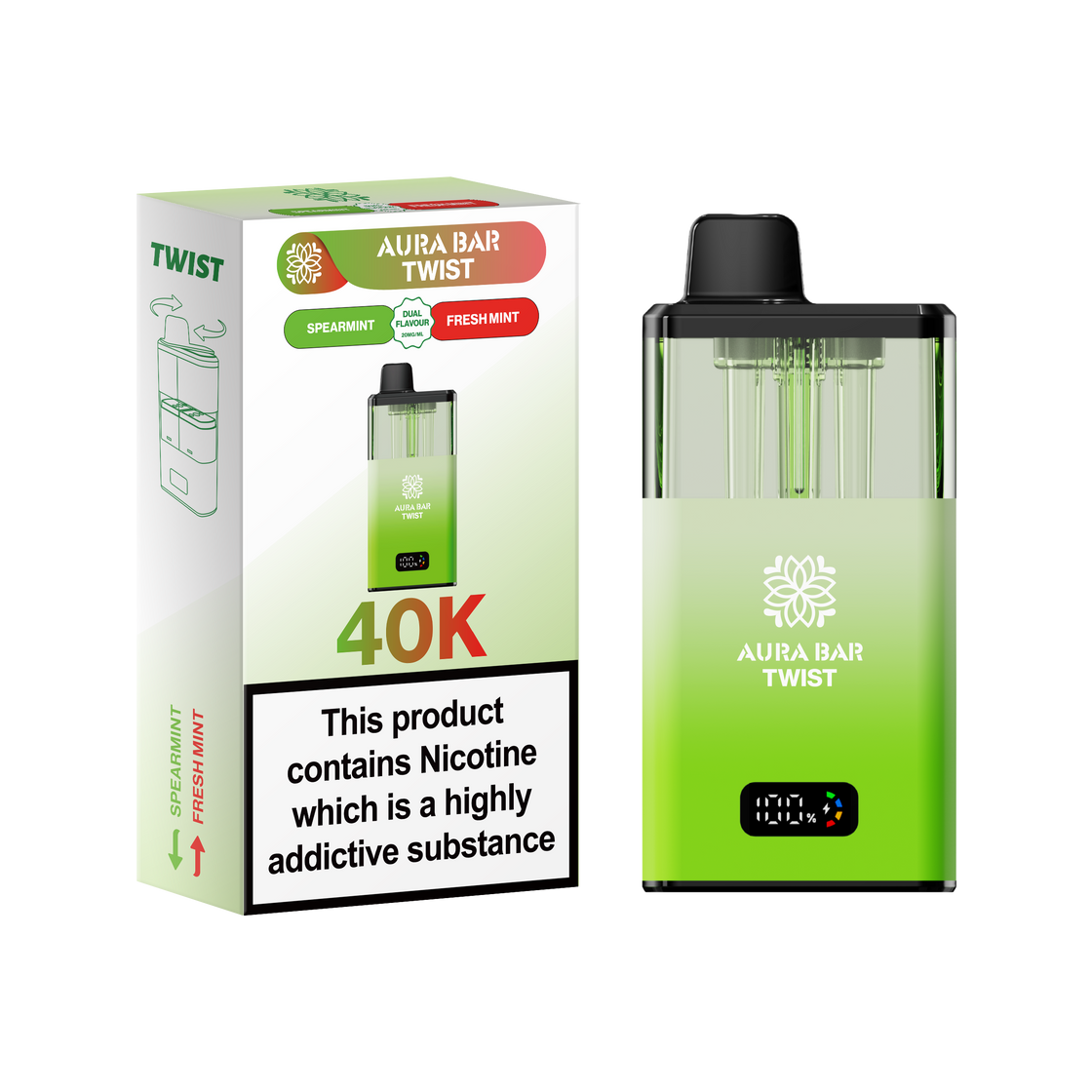 Aura Bar Twist 40K Box of 5 Pod Kit | Crystal Prime