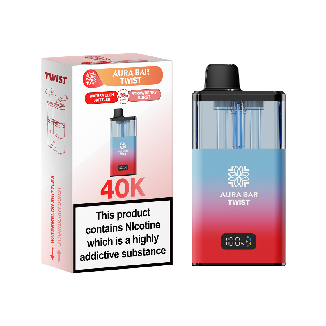 Aura Bar Twist 40K Box of 5 Pod Kit | Crystal Prime