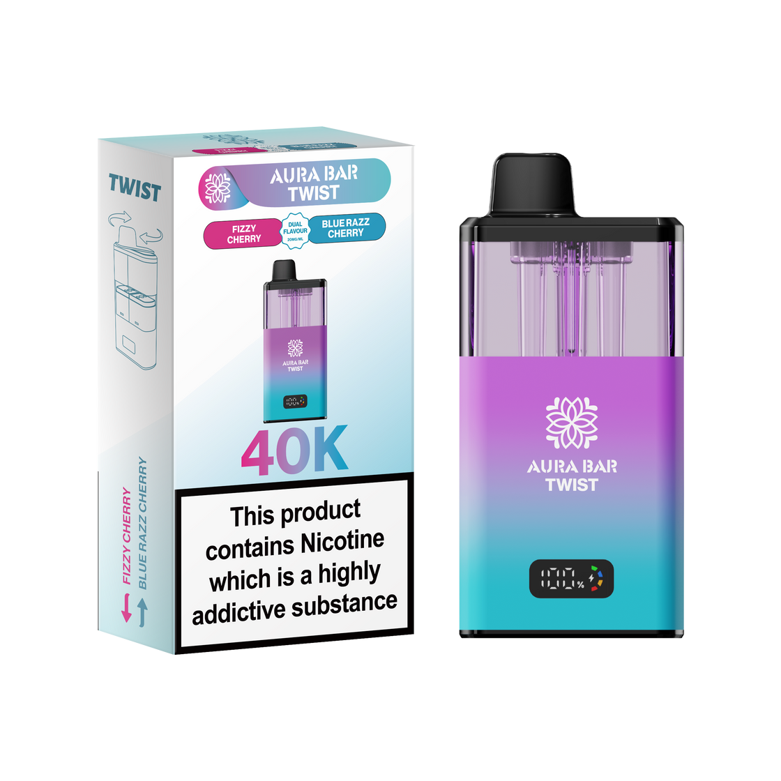 Aura Bar Twist 40K Box of 5 Pod Kit | Crystal Prime