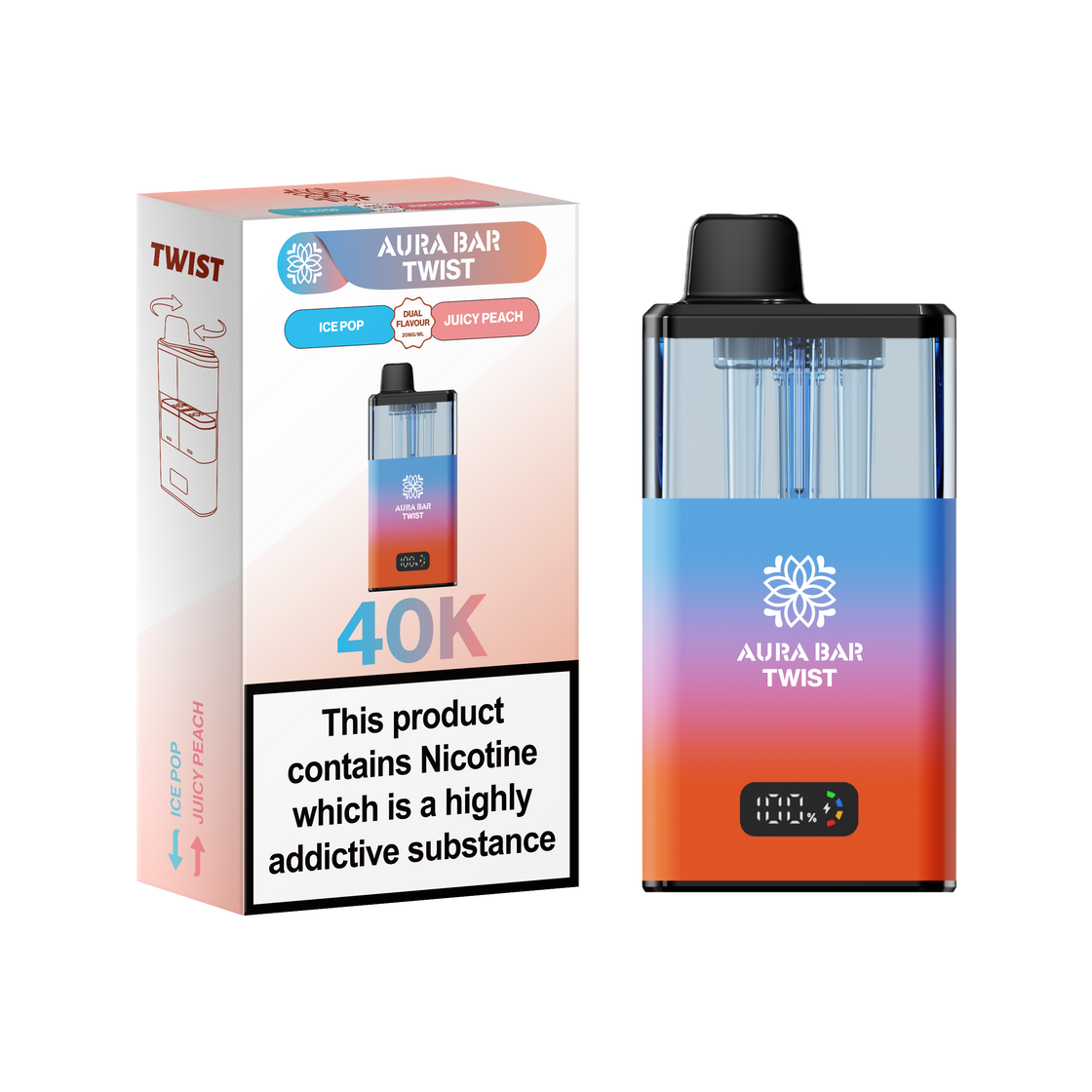 Aura Bar Twist 40K Box of 5 Pod Kit | Crystal Prime