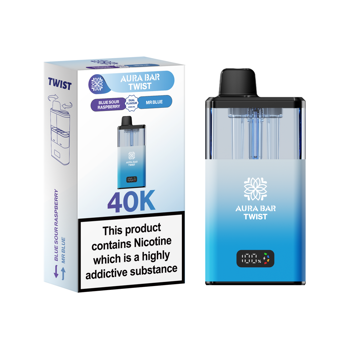 Aura Bar Twist 40K Box of 5 Pod Kit | Crystal Prime