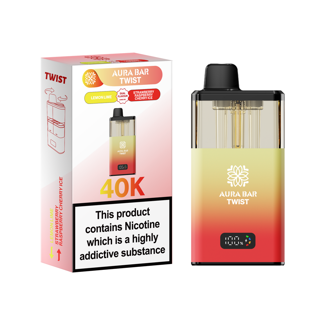 Aura Bar Twist 40K Box of 5 Pod Kit | Crystal Prime