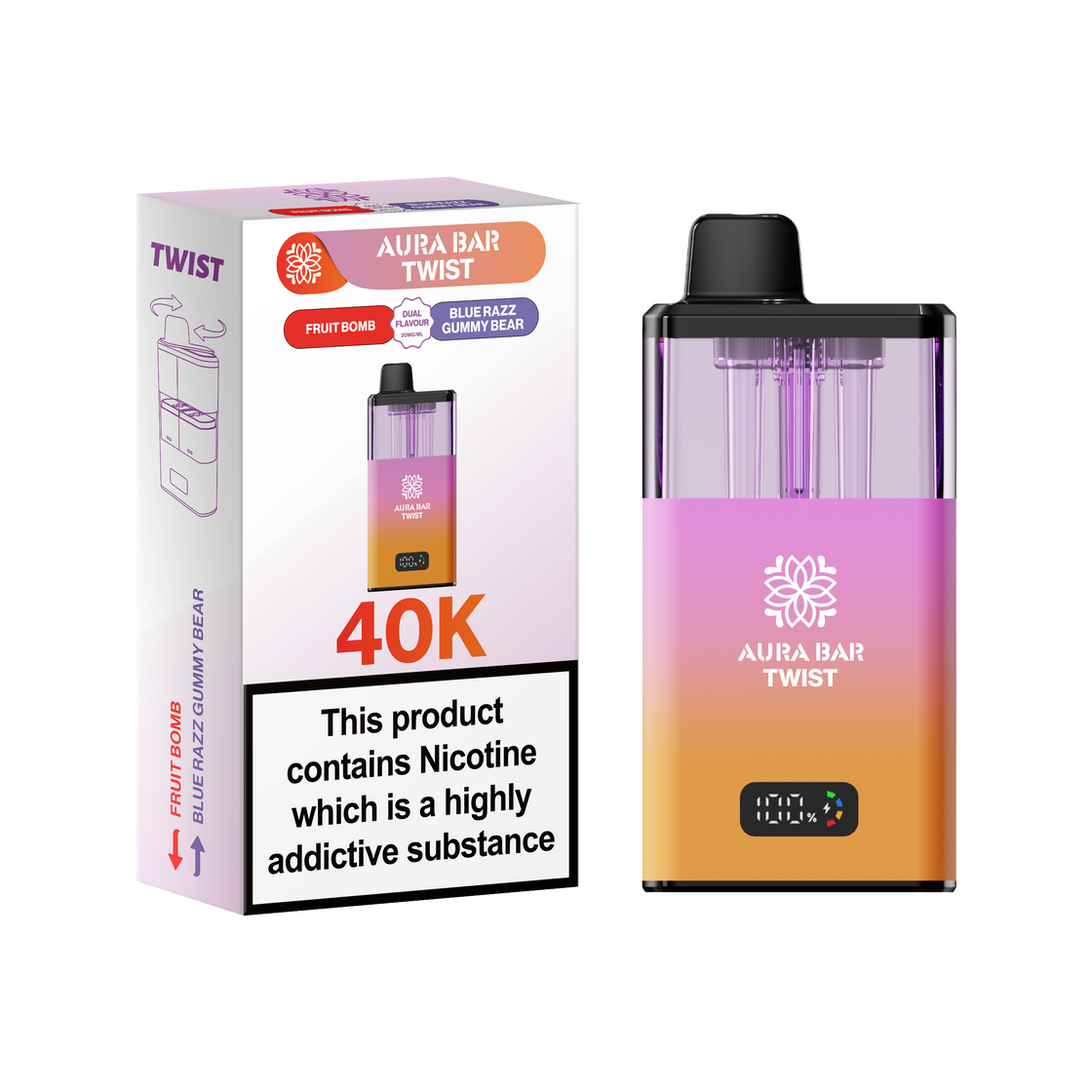 Aura Bar Twist 40K Box of 5 Pod Kit | Crystal Prime