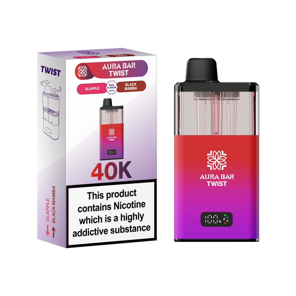 Aura Bar Twist 40K Box of 5 Pod Kit | Crystal Prime