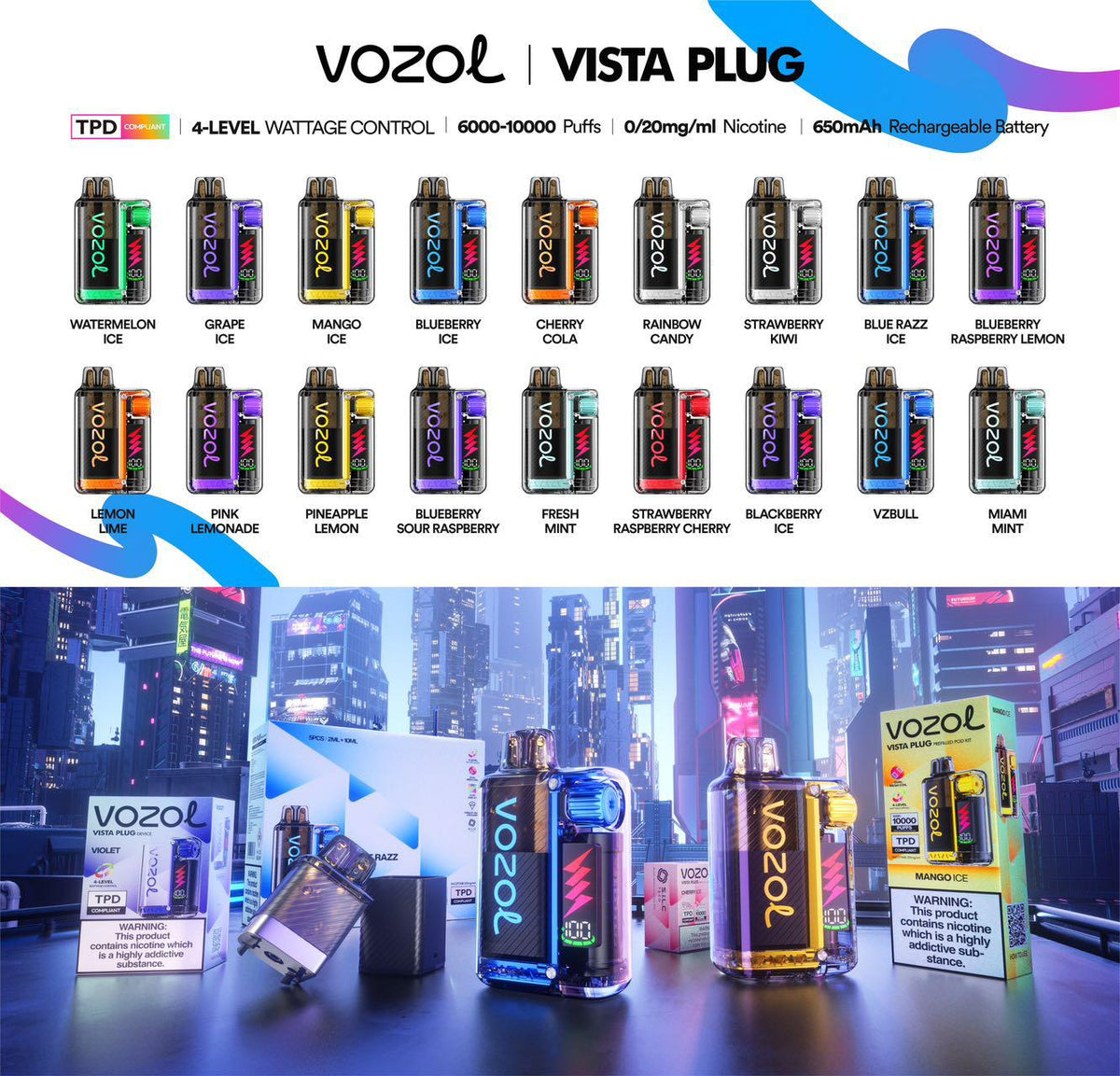 Vozol Vista Plug 10000 Puffs Prefilled pod Kit (Box of 5) Vozol Vista Plug 10000 Puffs Prefilled pod Kit (Box of 5)