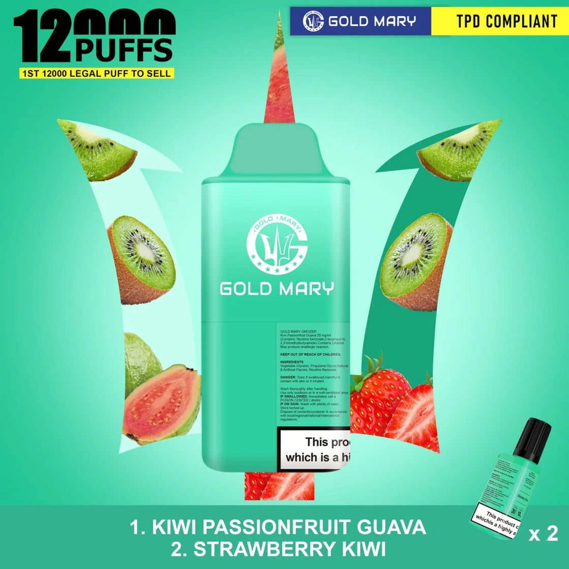 Gold Mary 12000 Puffs Prefilled Pod Kit | 2 in 1 Flavour Edition (Box of 5)
