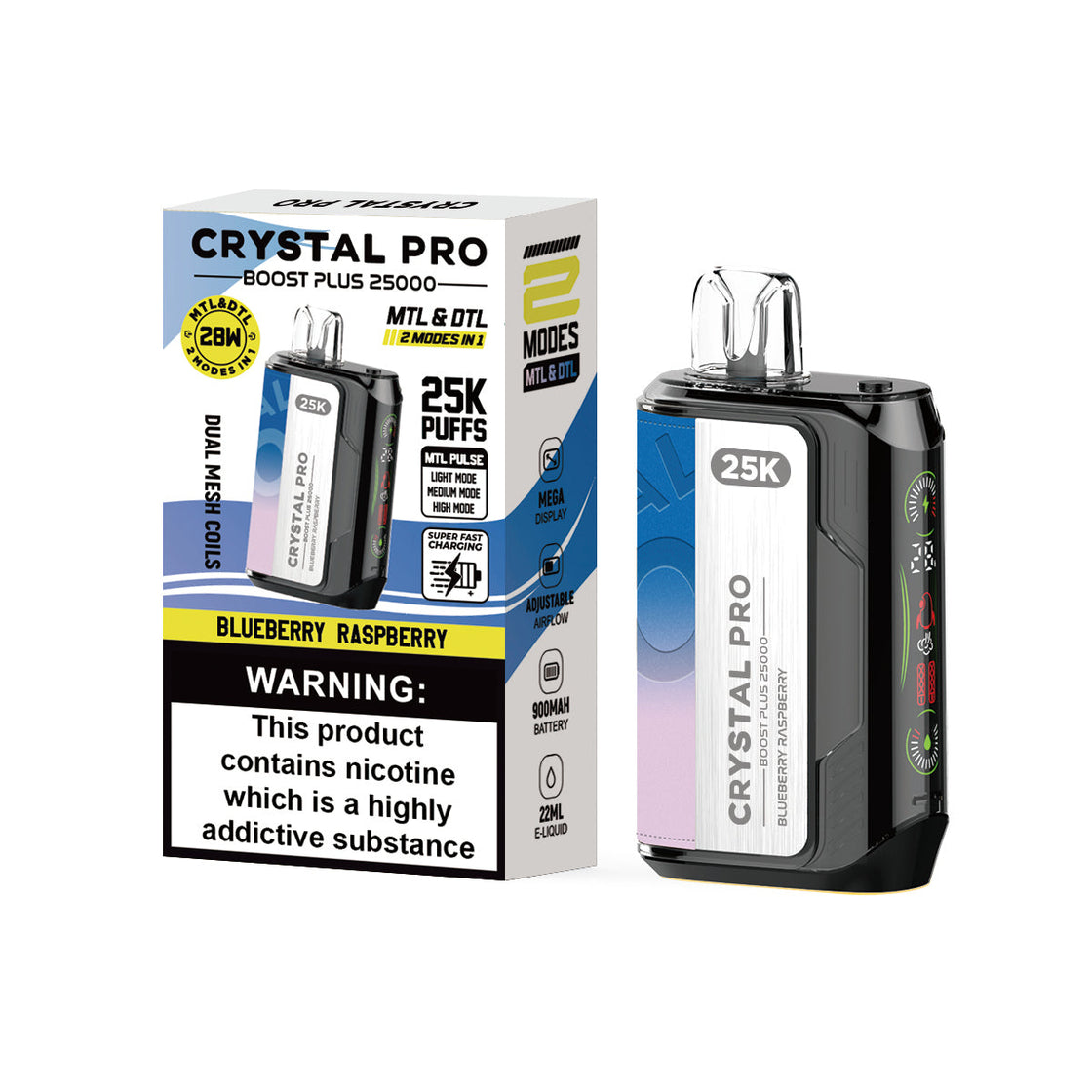 Crystal Pro Boost Plus 25000 Puffs Disposable Pods (Box of 5)