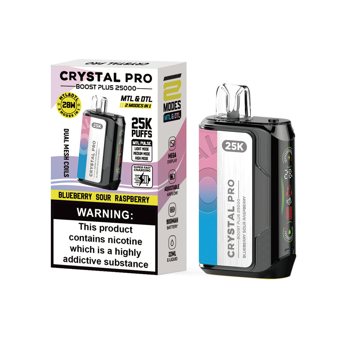 Crystal Pro Boost Plus 25000 Puffs Disposable Pods (Box of 5)