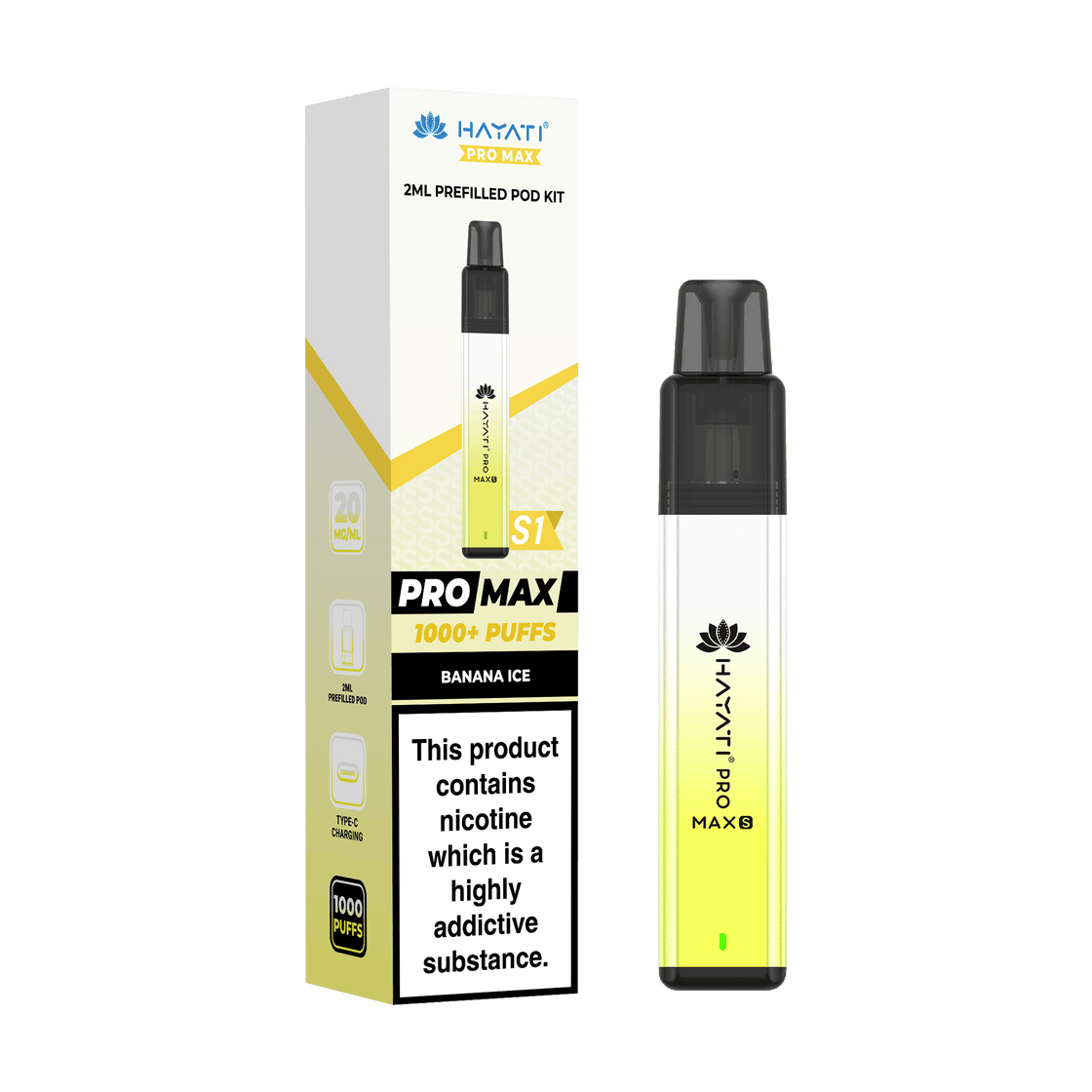 Hayati Pro Max S1 Vape Pod Kit - 20mg - 2ml - 10 Pack