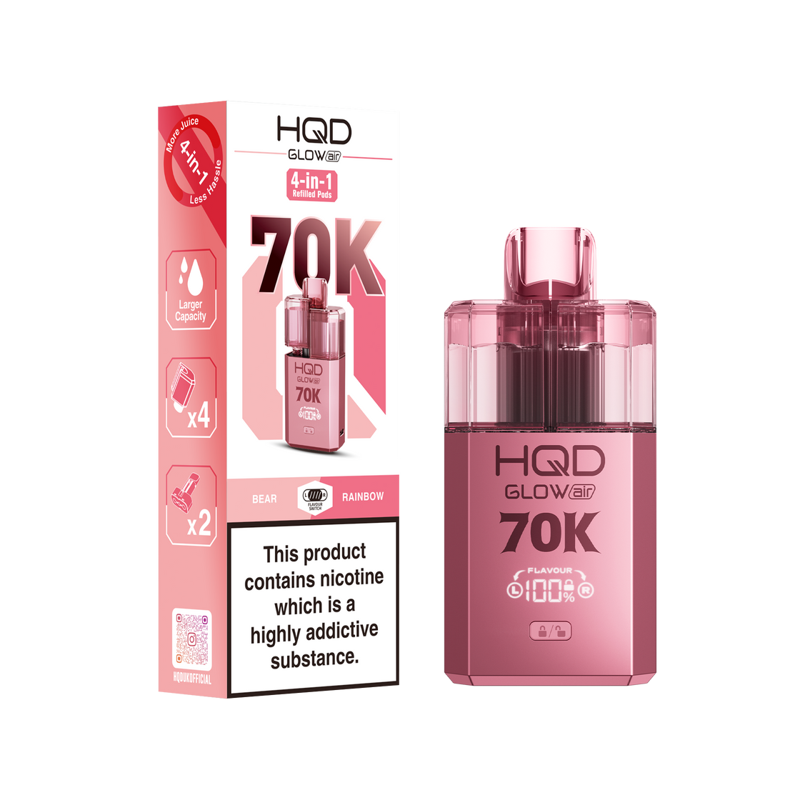 HQD Glow Air 70K Prefilled Vape Kits (Box of 5)