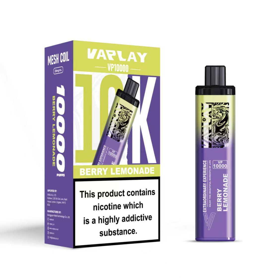 VAPLAY VP10000 Vape Pod Kit - 20mg - 5 Pack