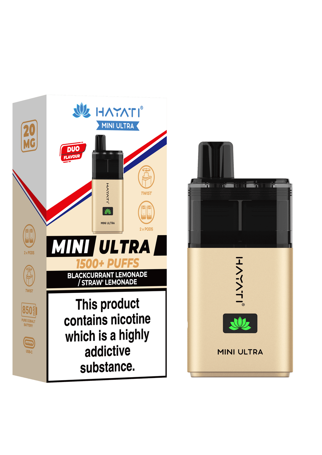 Hayati Mini Ultra 1500 Box of 5 Disposable Vape Pod