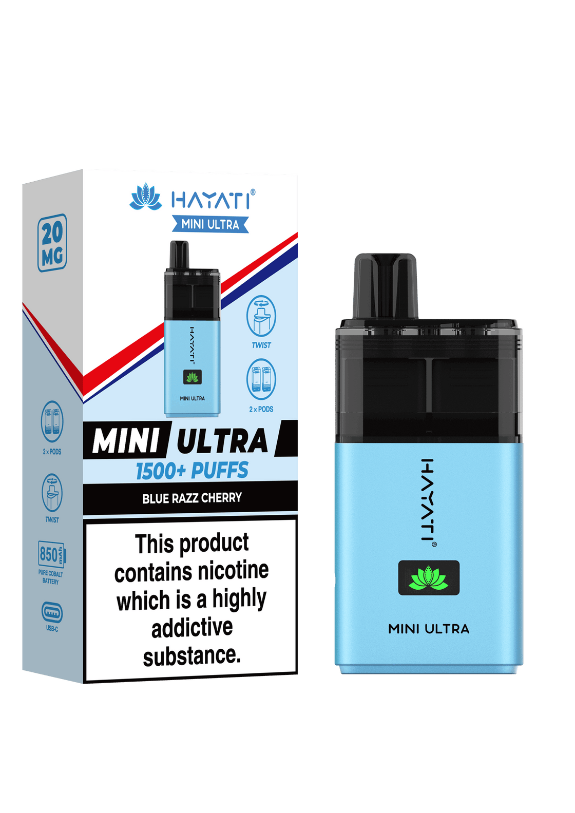 Hayati Mini Ultra 1500 Box of 5 Disposable Vape Pod