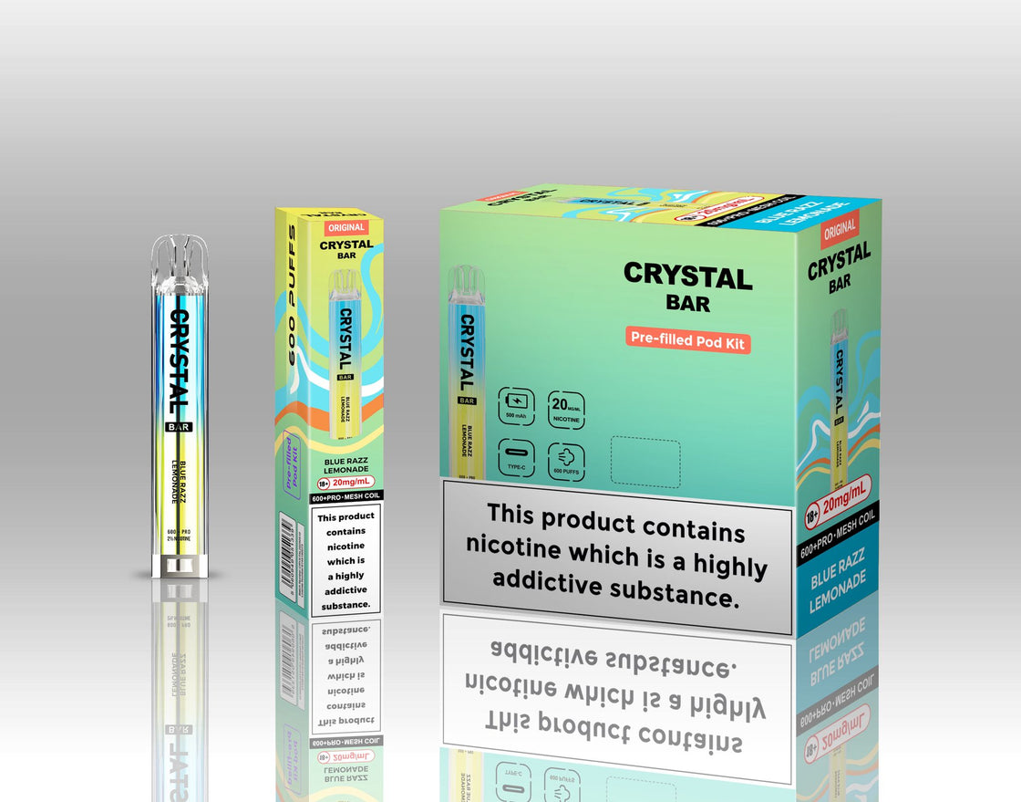 Original Crystal Bar 600 Puffs Prefilled Pod Kit 20mg- 10 Pack