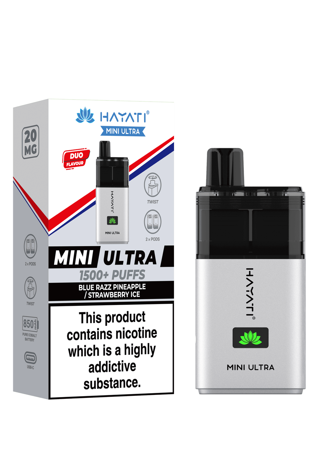 Hayati Mini Ultra 1500 Box of 5 Disposable Vape Pod