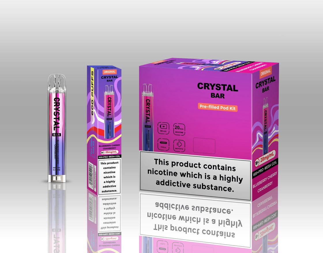 Original Crystal Bar 600 Puffs Prefilled Pod Kit 20mg- 10 Pack
