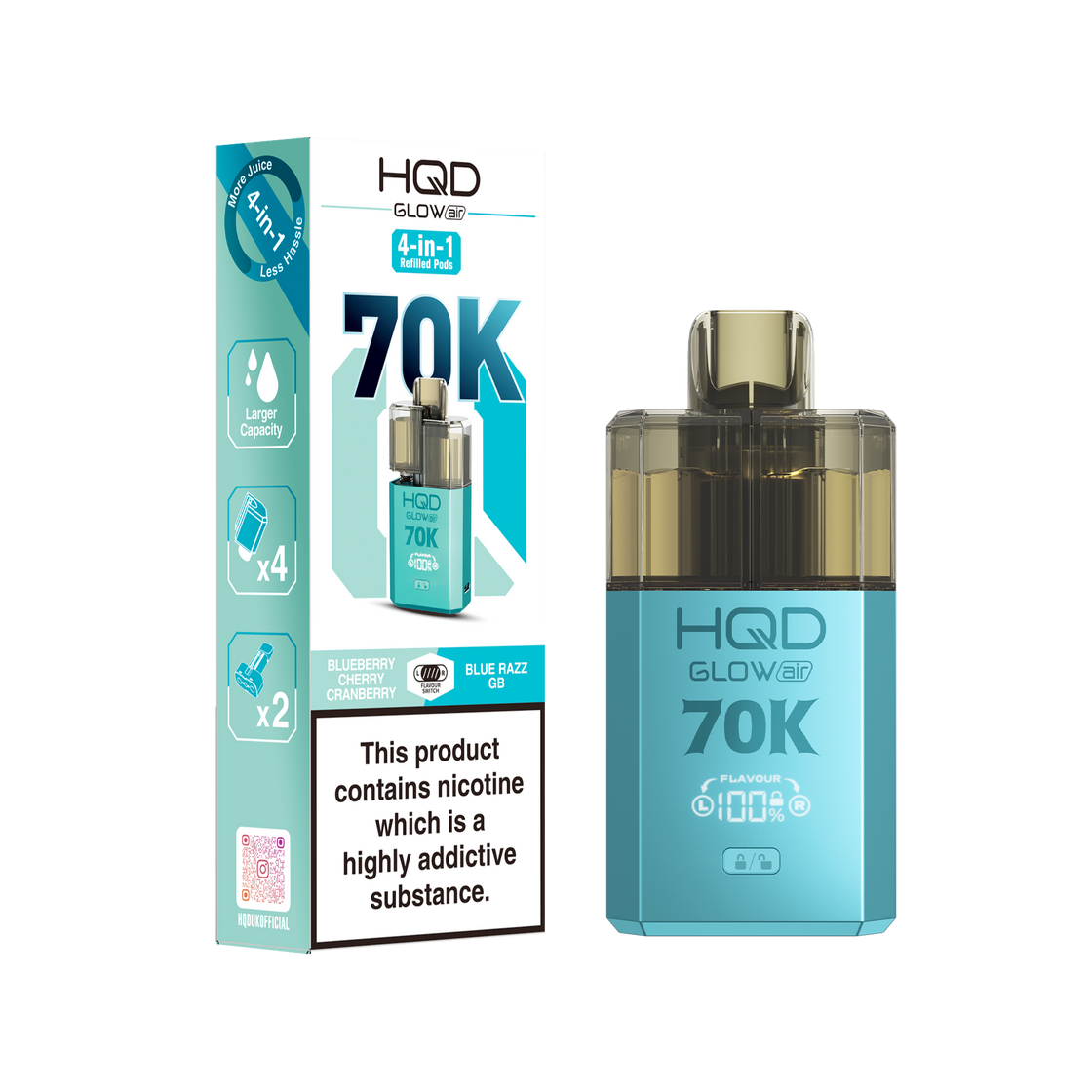 HQD Glow Air 70K Prefilled Vape Kits (Box of 5)