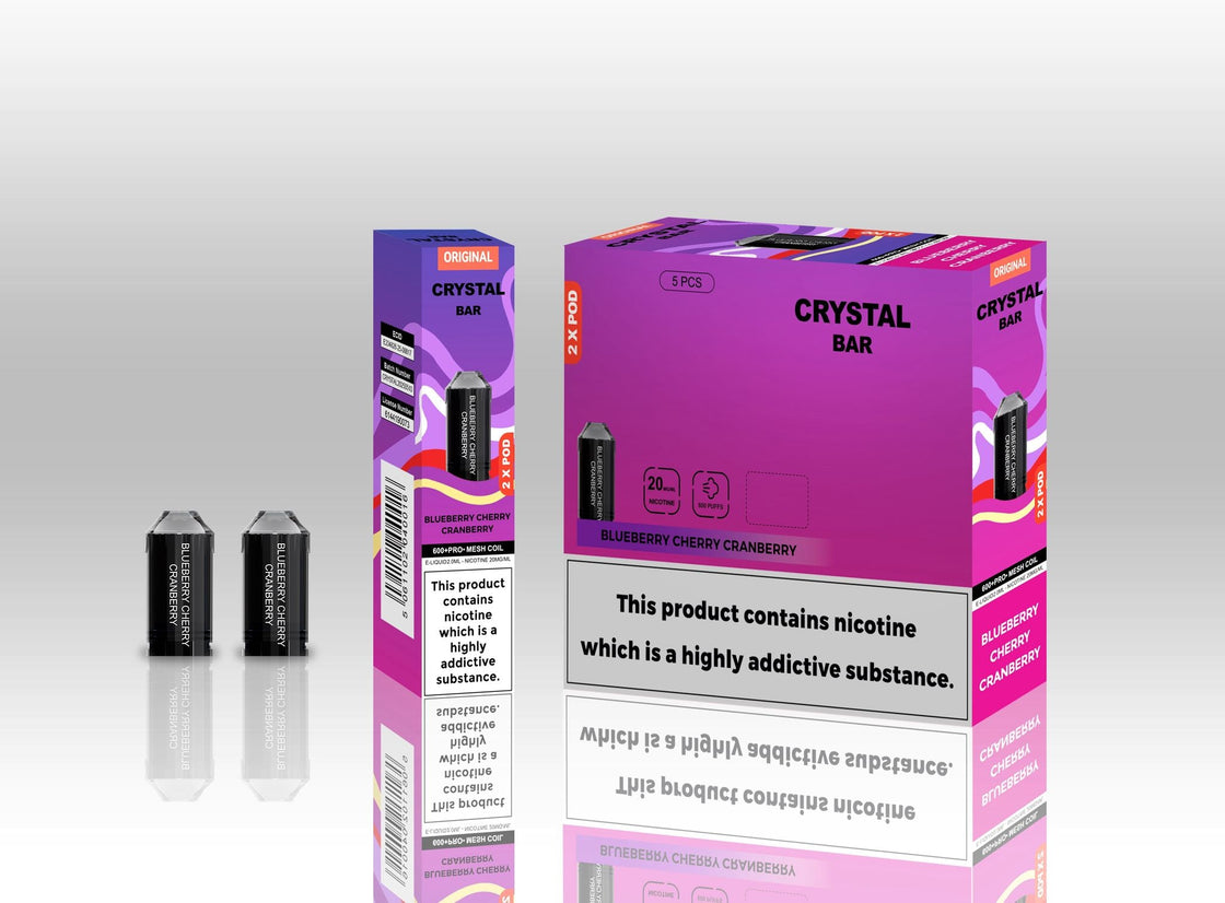 Original Crystal Bar 600 Puffs Replacement Pods 20mg- 10 Pack