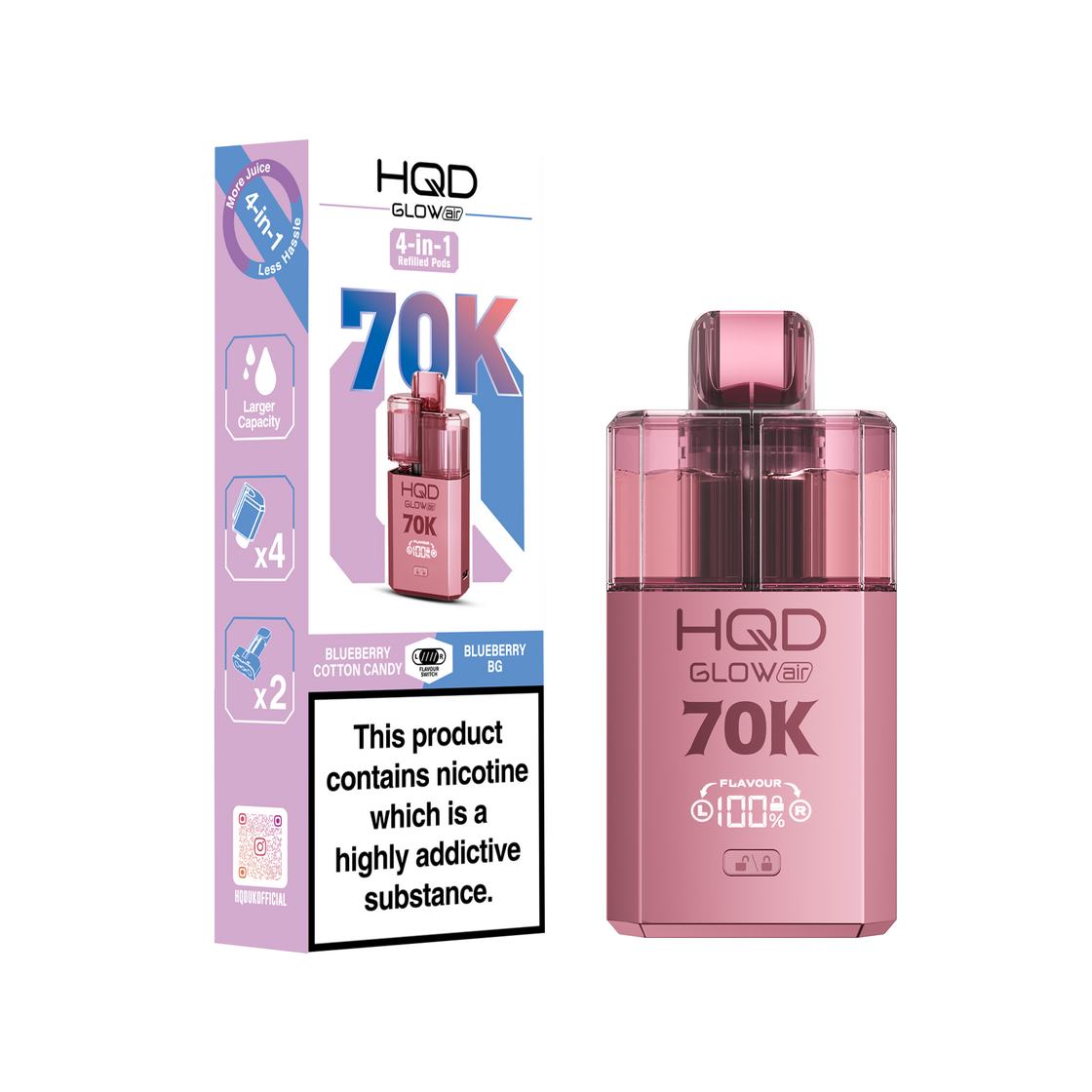 HQD Glow Air 70K Prefilled Vape Kits (Box of 5)