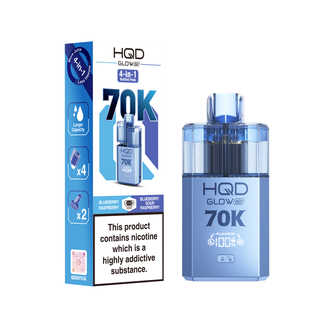 HQD Glow Air 70K Prefilled Vape Kits (Box of 5)