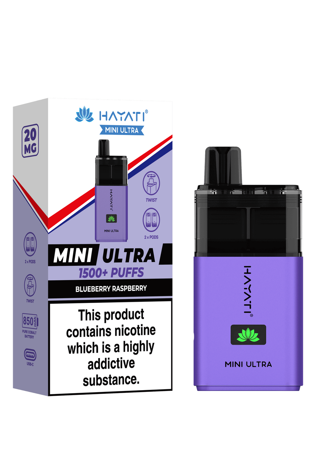 Hayati Mini Ultra 1500 Box of 5 Disposable Vape Pod