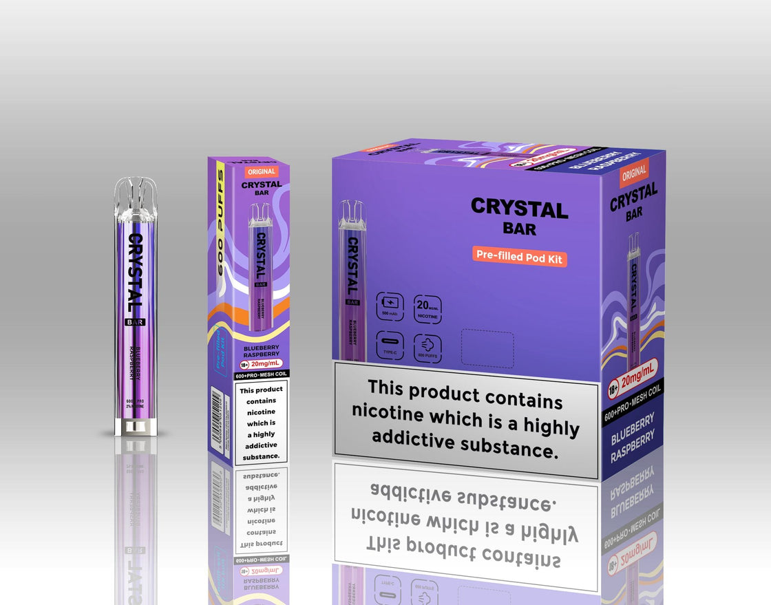 Original Crystal Bar 600 Puffs Prefilled Pod Kit 20mg- 10 Pack