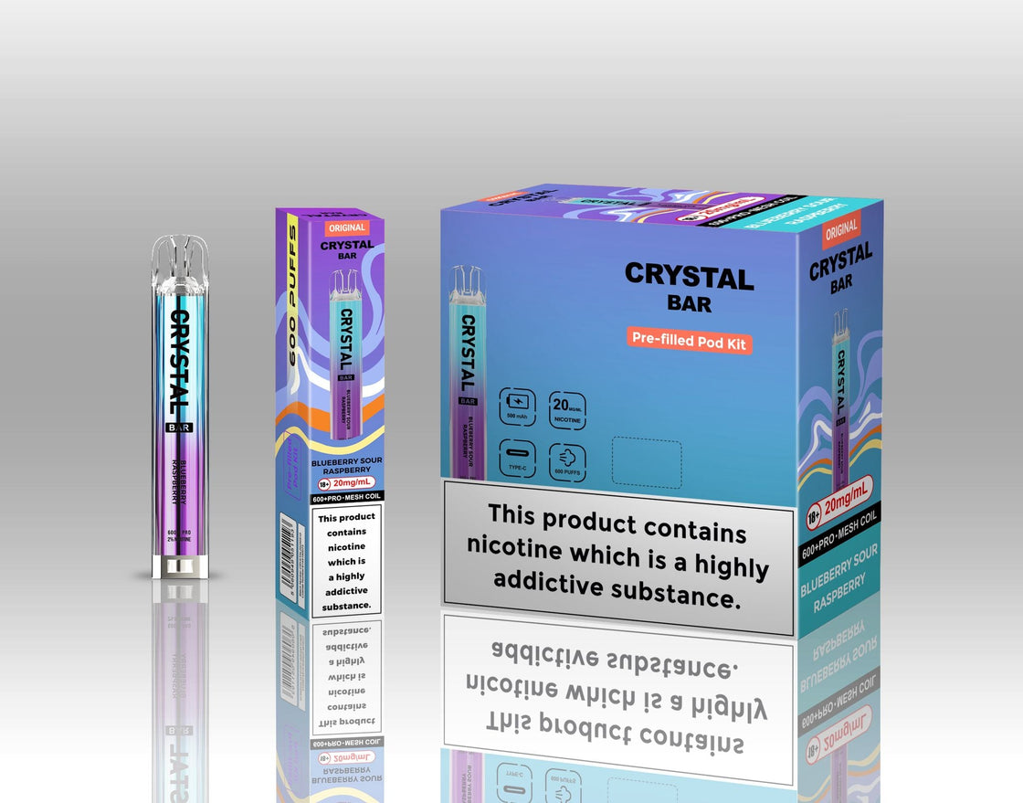 Original Crystal Bar 600 Puffs Prefilled Pod Kit 20mg- 10 Pack