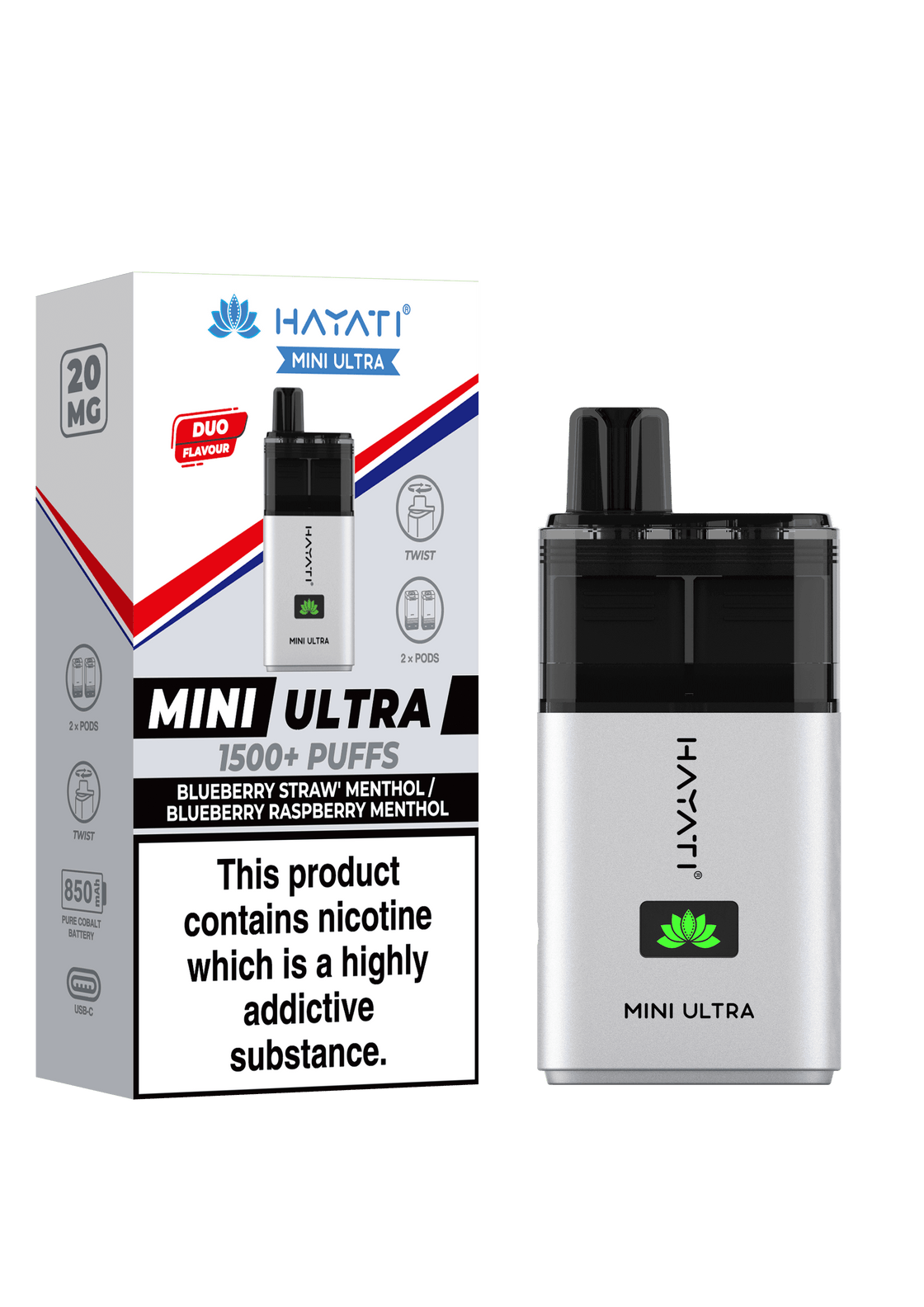 Hayati Mini Ultra 1500 Box of 5 Disposable Vape Pod