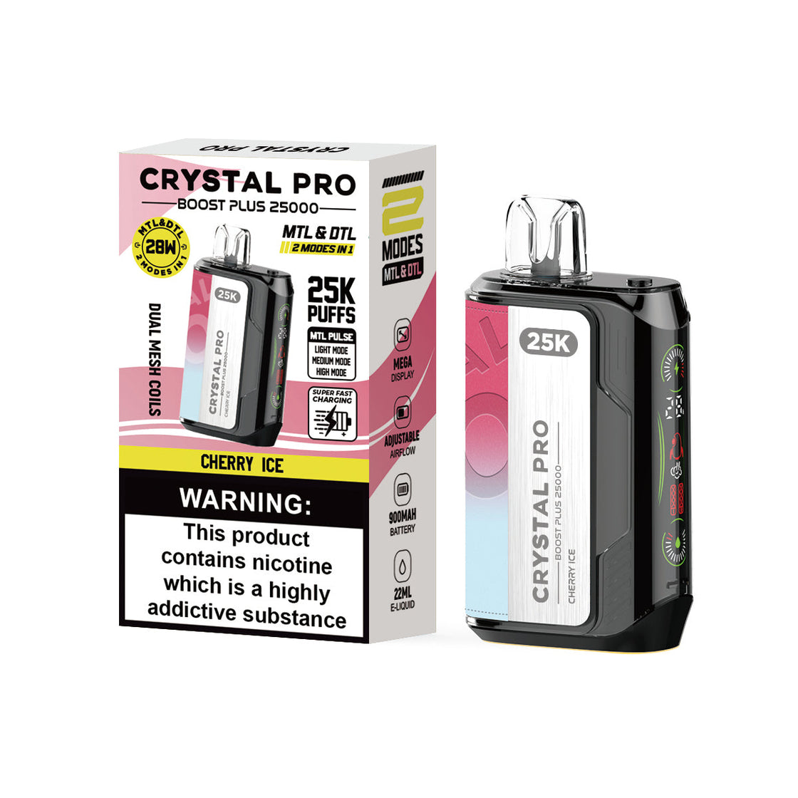 Crystal Pro Boost Plus 25000 Puffs Disposable Pods (Box of 5)