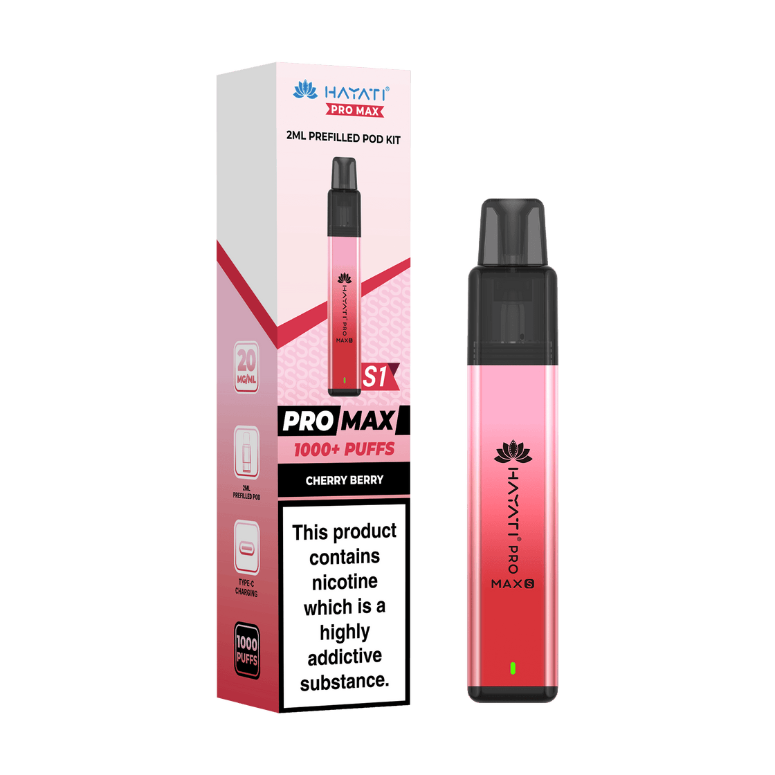 Hayati Pro Max S1 Vape Pod Kit - 20mg - 2ml - 10 Pack
