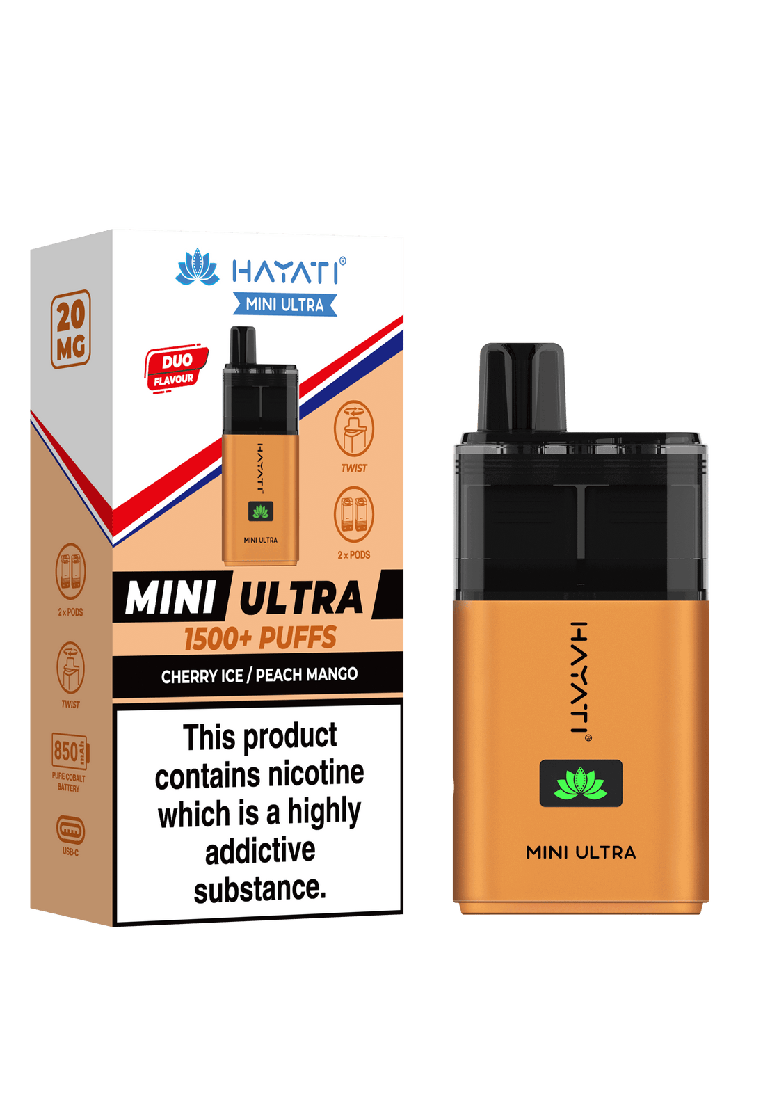 Hayati Mini Ultra 1500 Box of 5 Disposable Vape Pod