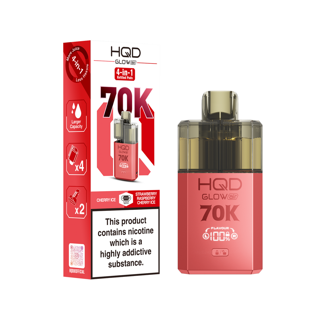 HQD Glow Air 70K Prefilled Vape Kits (Box of 5)