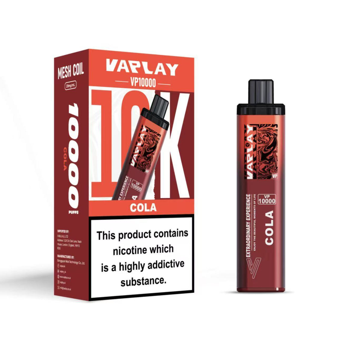 VAPLAY VP10000 Vape Pod Kit - 20mg - 5 Pack