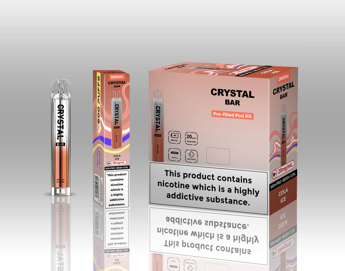 Original Crystal Bar 600 Puffs Prefilled Pod Kit 20mg- 10 Pack