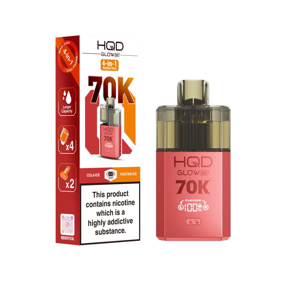 HQD Glow Air 70K Prefilled Vape Kits (Box of 5)
