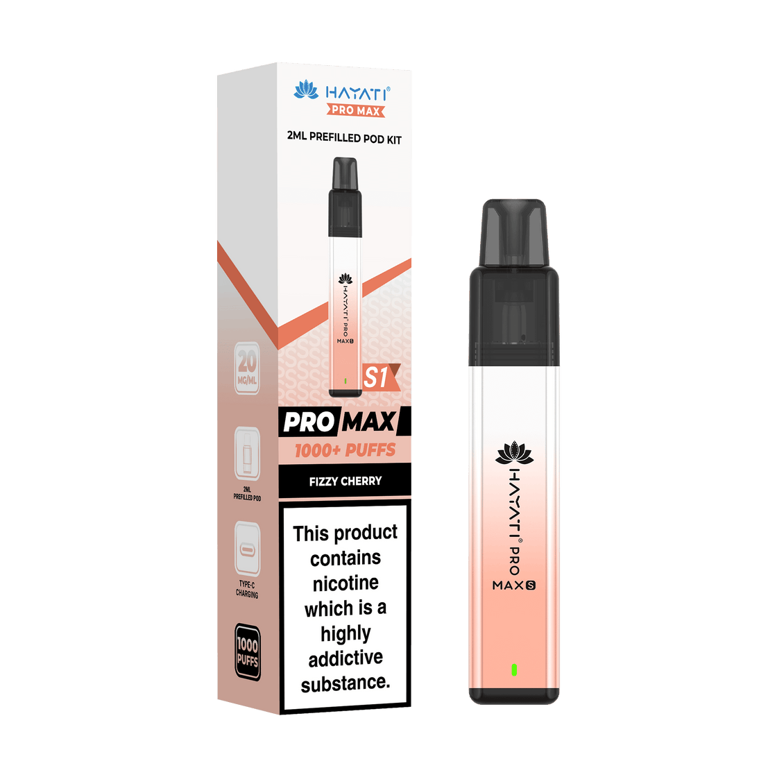 Hayati Pro Max S1 Vape Pod Kit - 20mg - 2ml - 10 Pack
