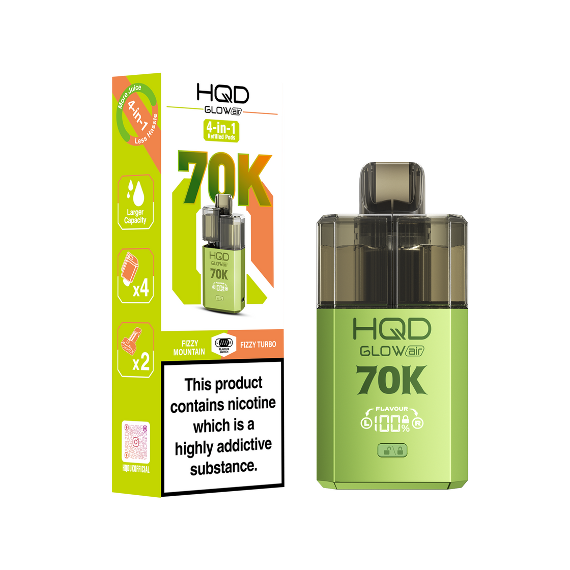 HQD Glow Air 70K Prefilled Vape Kits (Box of 5)