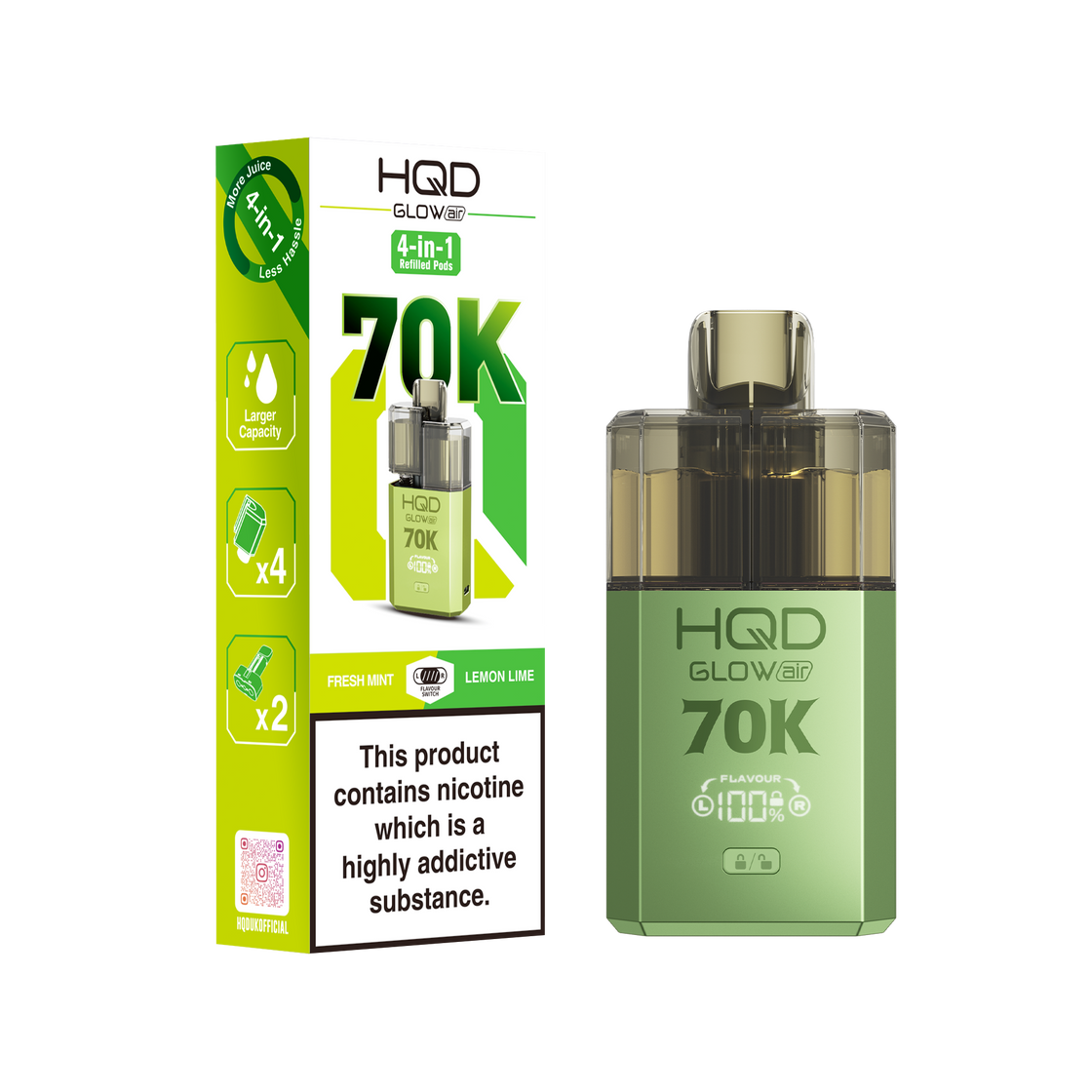 HQD Glow Air 70K Prefilled Vape Kits (Box of 5)