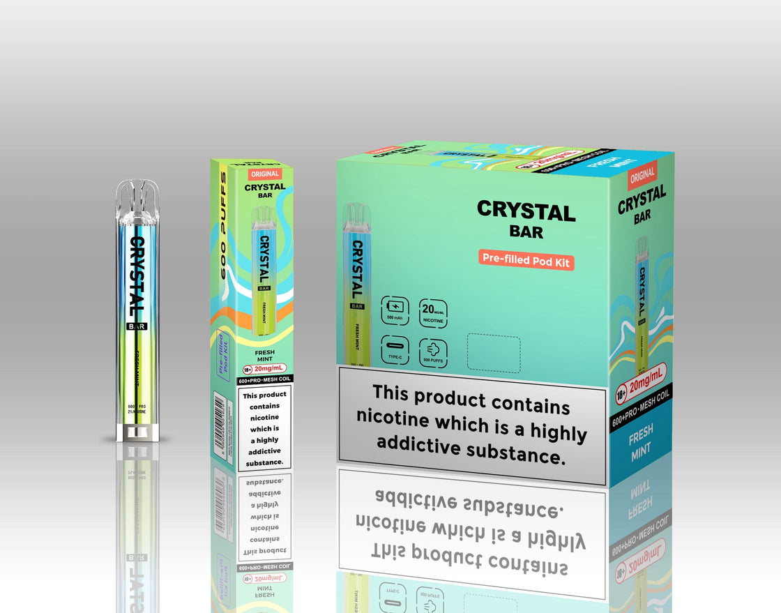 Original Crystal Bar 600 Puffs Prefilled Pod Kit 20mg- 10 Pack