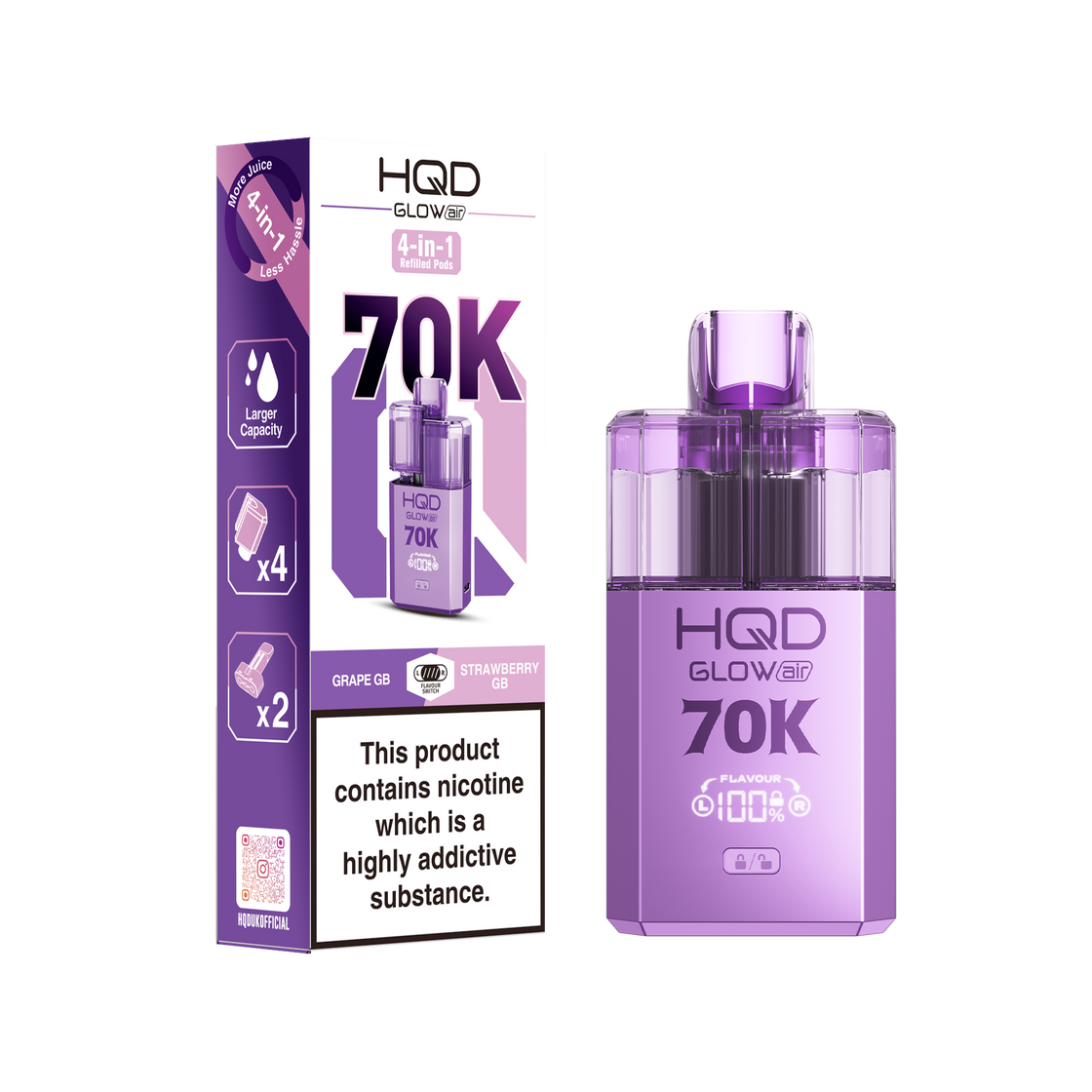HQD Glow Air 70K Prefilled Vape Kits (Box of 5)