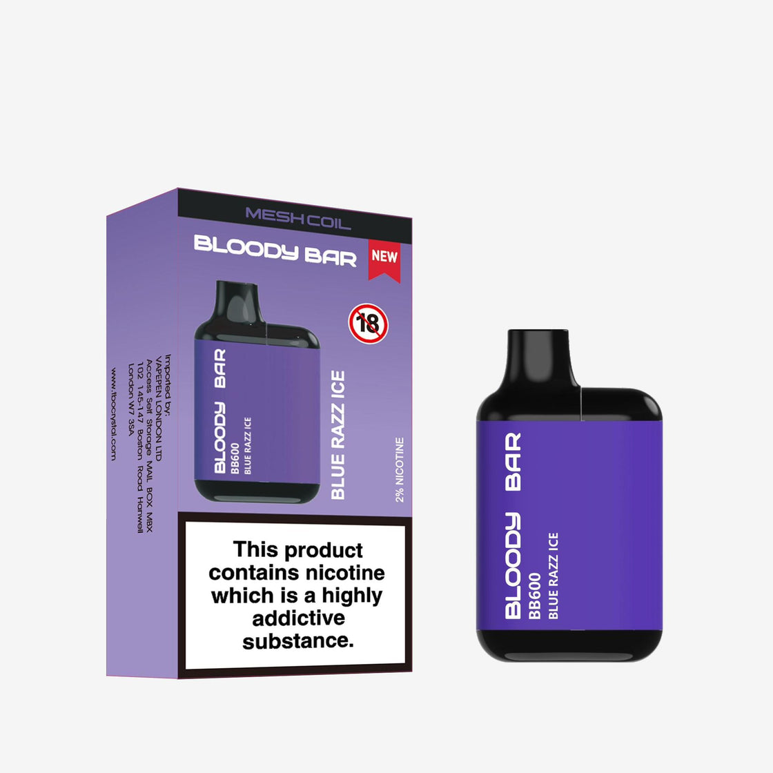 Bloder Vape Bloody Bar BB600 Pre-filled Vape Pod Kit - 20mg - 10 Pack