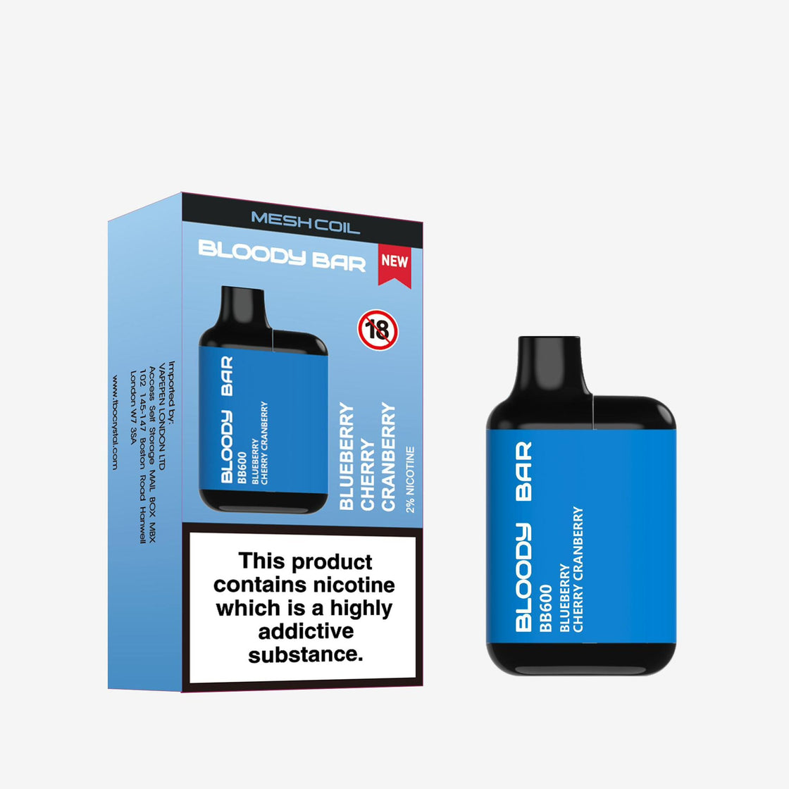 Bloody Bar BB600 Pre-filled Vape Pod Kit - 20mg - 10 Pack