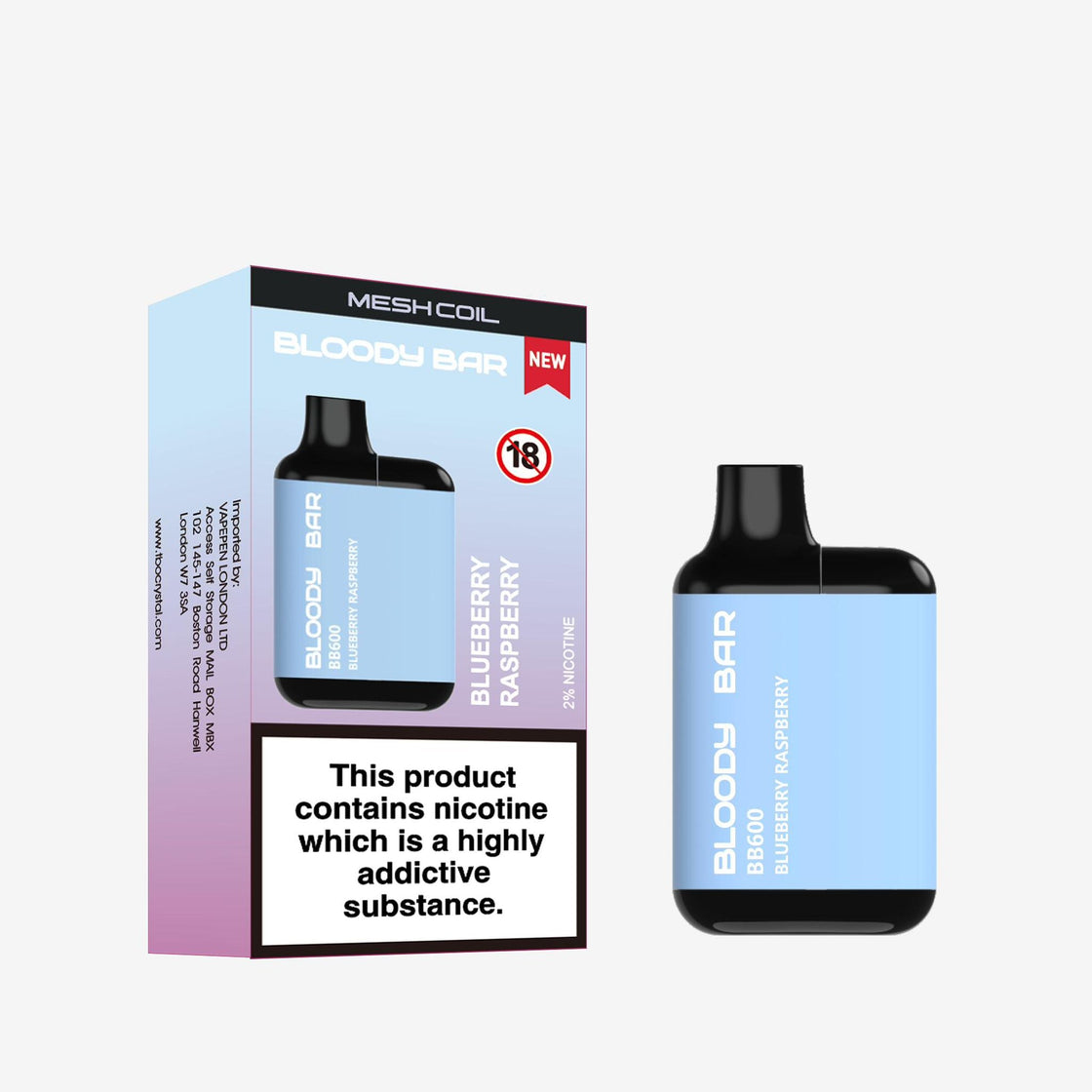 Bloody Bar BB600 Pre-filled Vape Pod Kit - 20mg - 10 Pack
