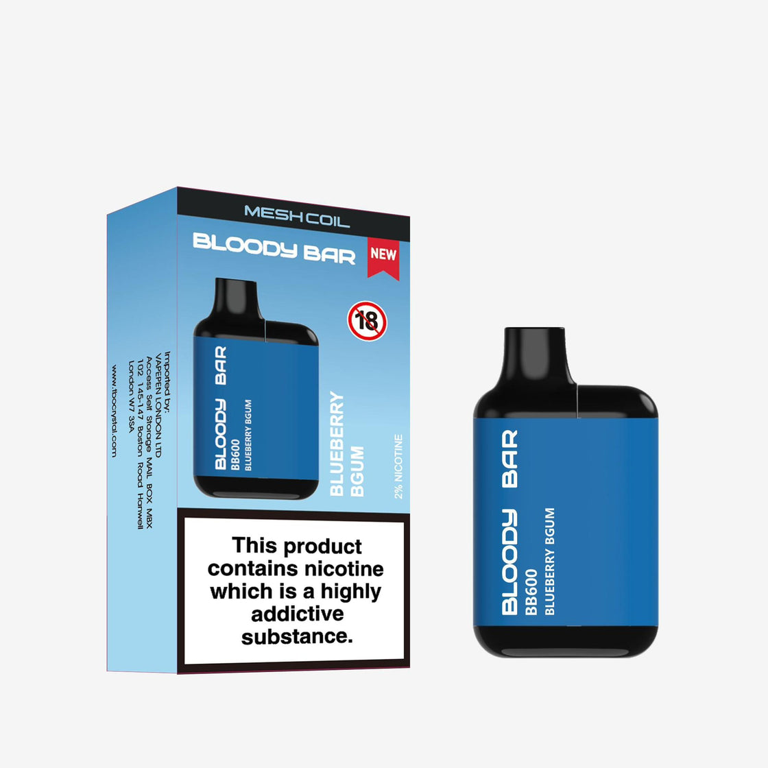 Bloody Bar BB600 Pre-filled Vape Pod Kit - 20mg - 10 Pack
