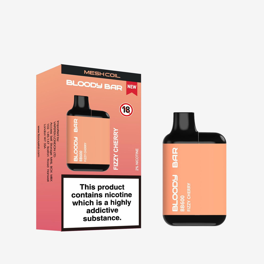 Bloody Bar BB600 Pre-filled Vape Pod Kit - 20mg - 10 Pack