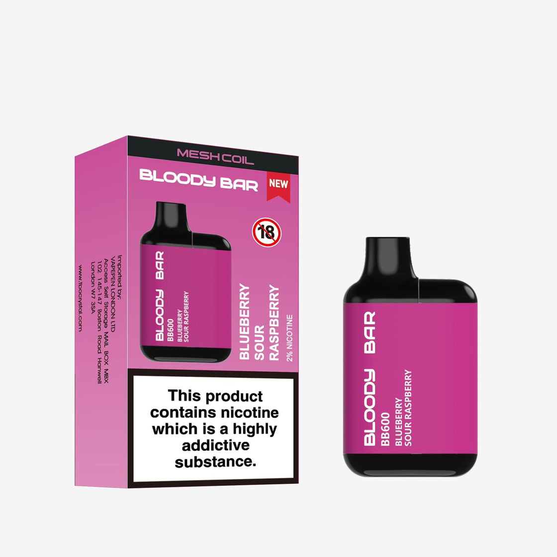 Bloody Bar BB600 Pre-filled Vape Pod Kit - 20mg - 10 Pack