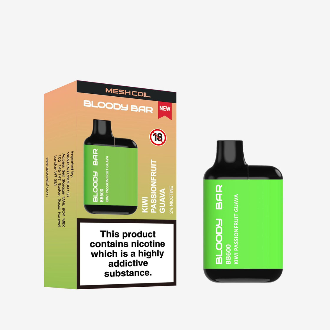 Bloody Bar BB600 Pre-filled Vape Pod Kit - 20mg - 10 Pack