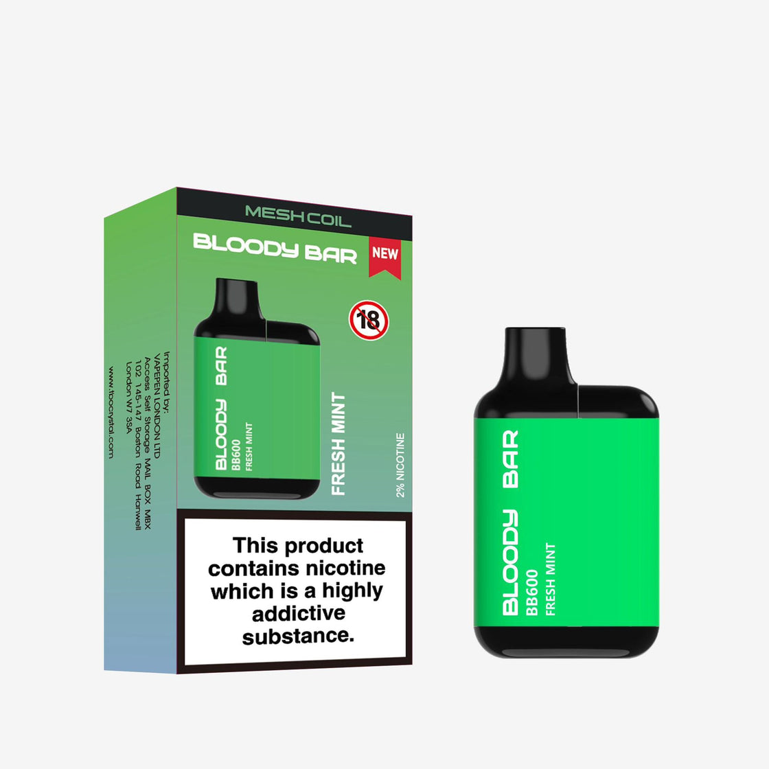 Bloody Bar BB600 Pre-filled Vape Pod Kit - 20mg - 10 Pack