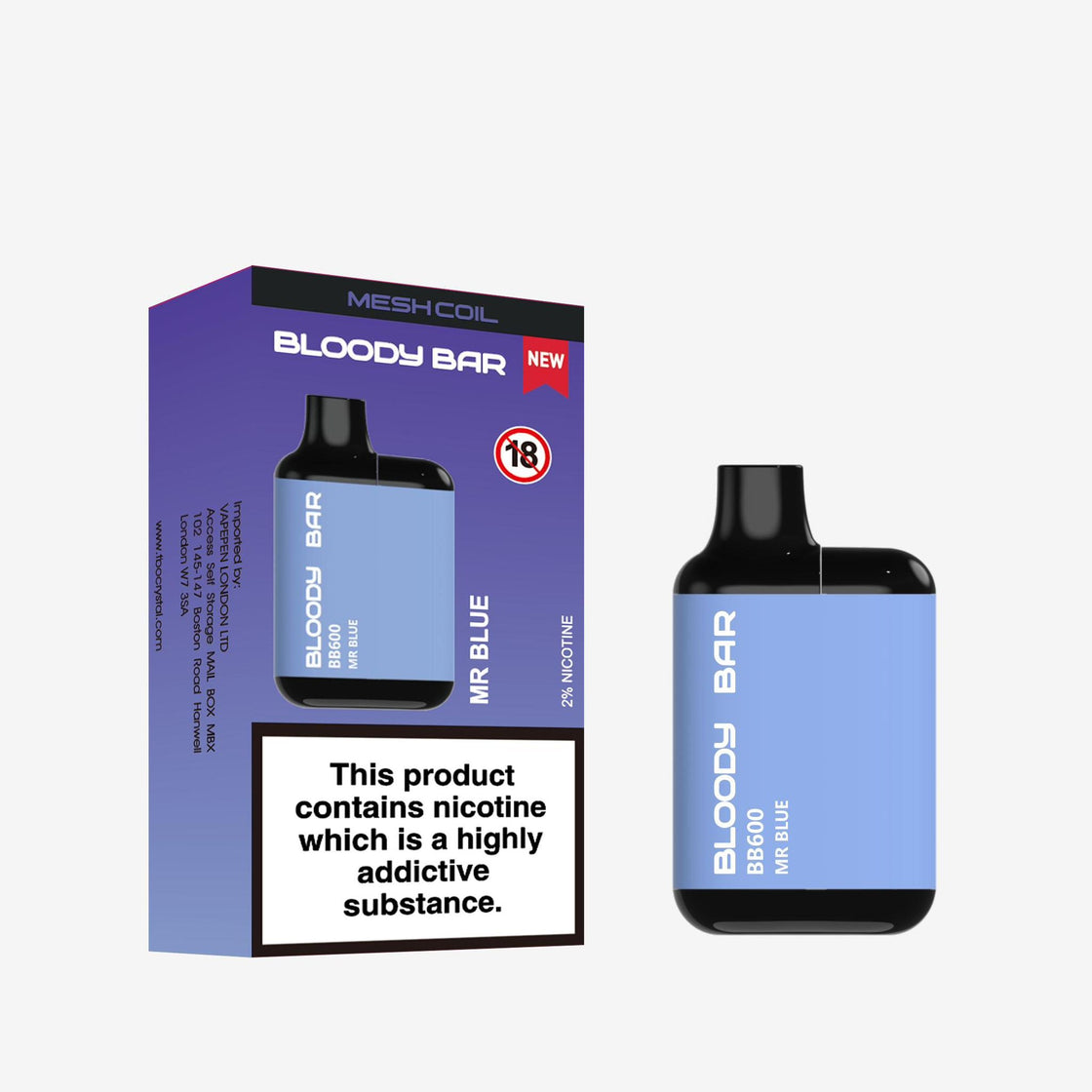 Bloody Bar BB600 Pre-filled Vape Pod Kit - 20mg - 10 Pack