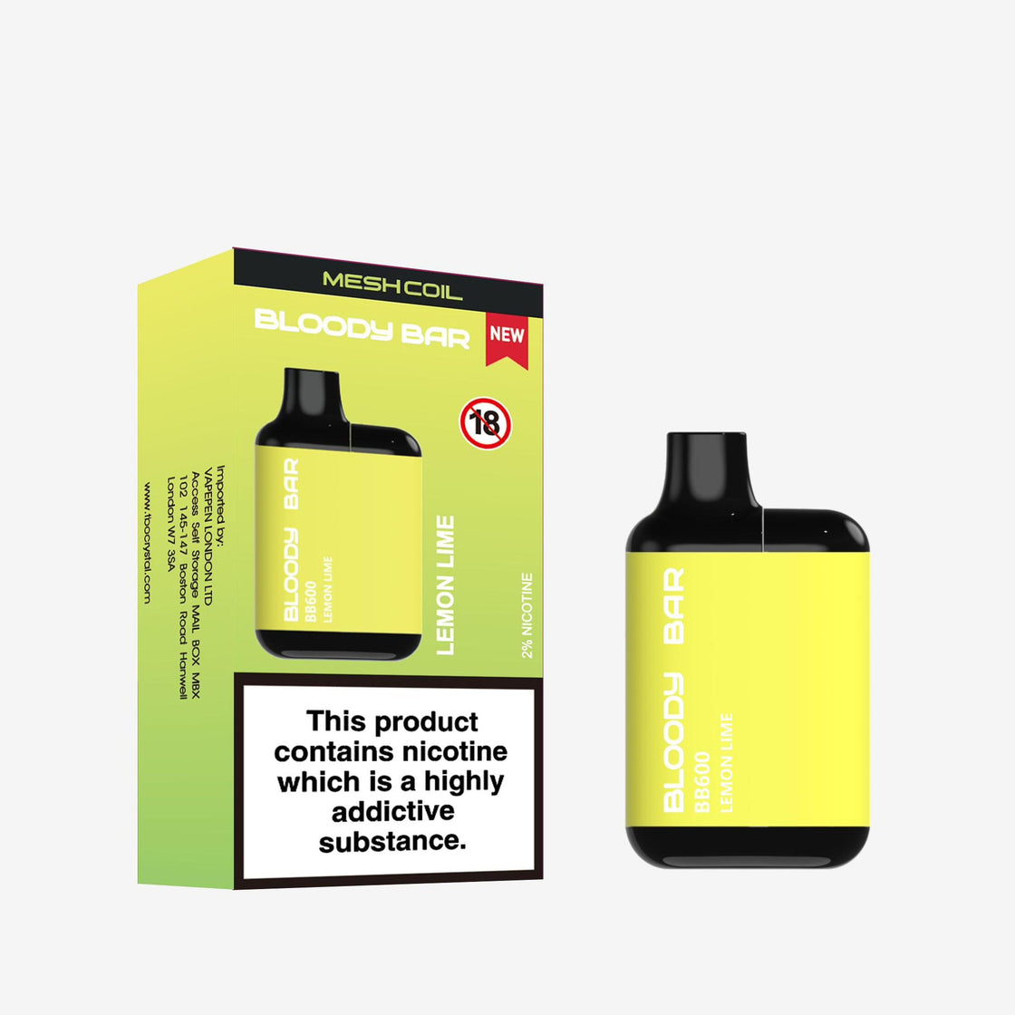 Bloody Bar BB600 Pre-filled Vape Pod Kit - 20mg - 10 Pack